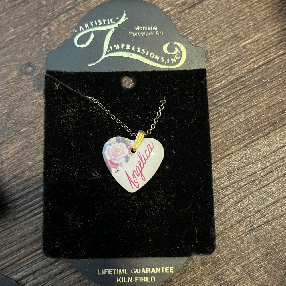 NWT Artistic Impressions Montana Porcelain Art Pink White ❤️ Necklace Angelica